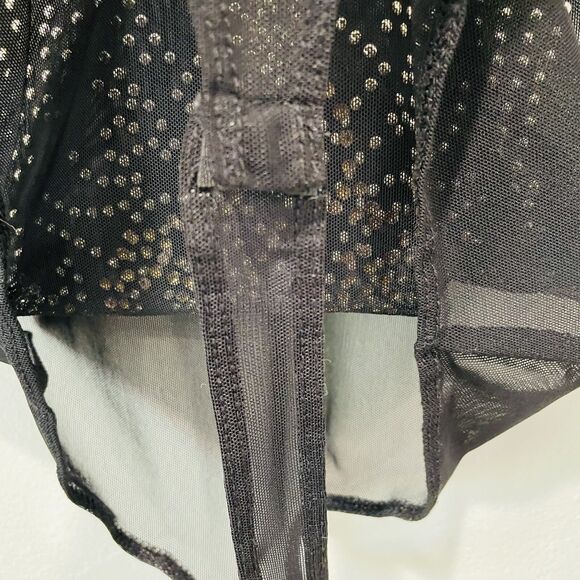 Iris Juniors Mesh Studded Bodysuit Long Sleeve Black Size Sm-Med Bodysuit Sheer - Picture 7 of 15
